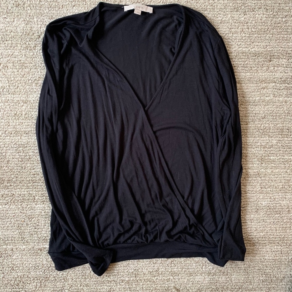 Black faux wrap shirt size M